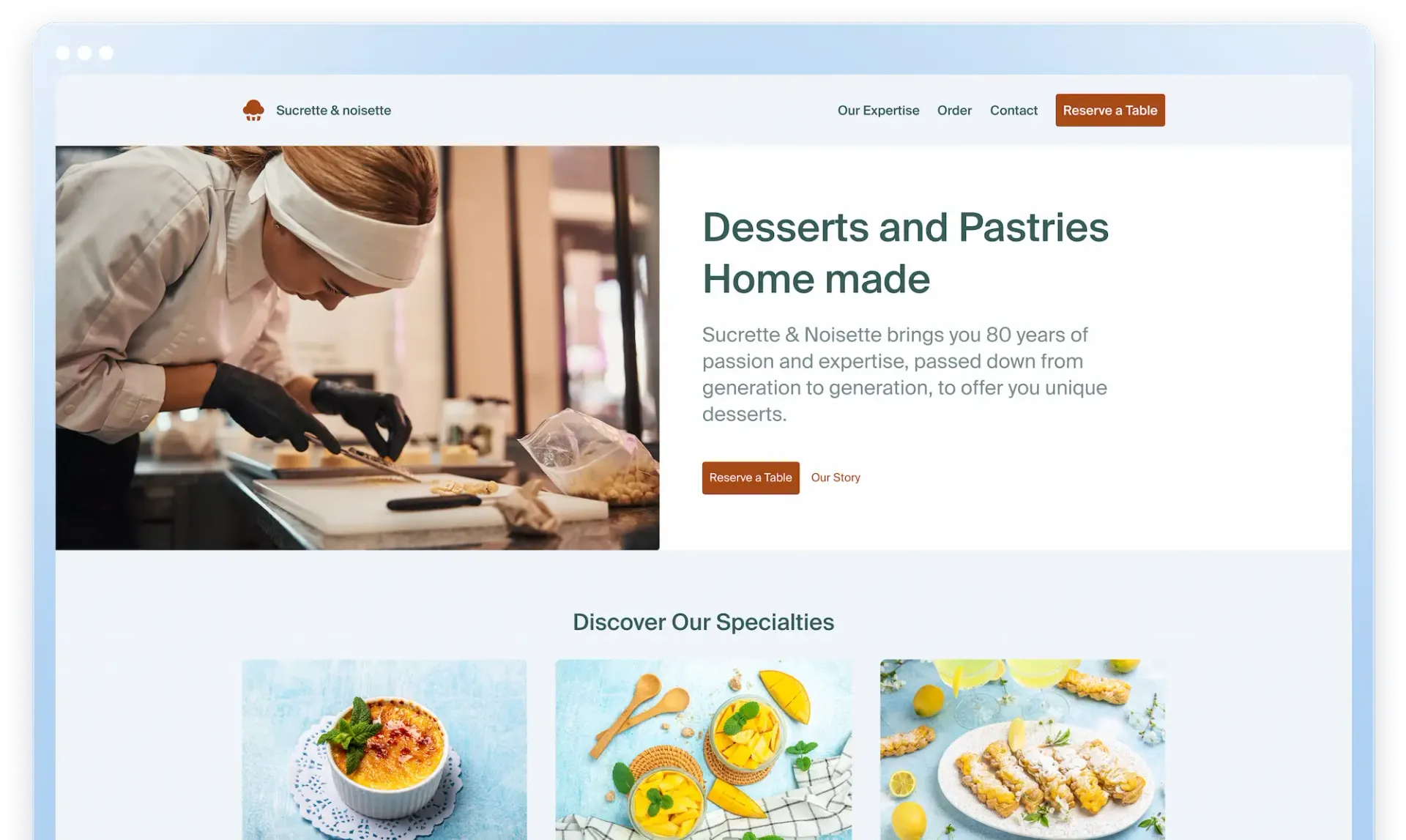 Esempio di sito vetrina creato con Sitejet